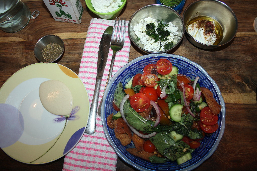 Simple Veggie salad and Tahini at Machneyuda Restaurant in Jerusalem (http://www.machneyuda.co.il/en) 
